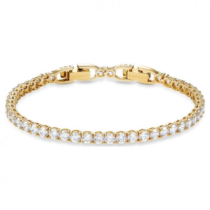 Swarovski White Tennis Deluxe Bracelet, Gold Tone