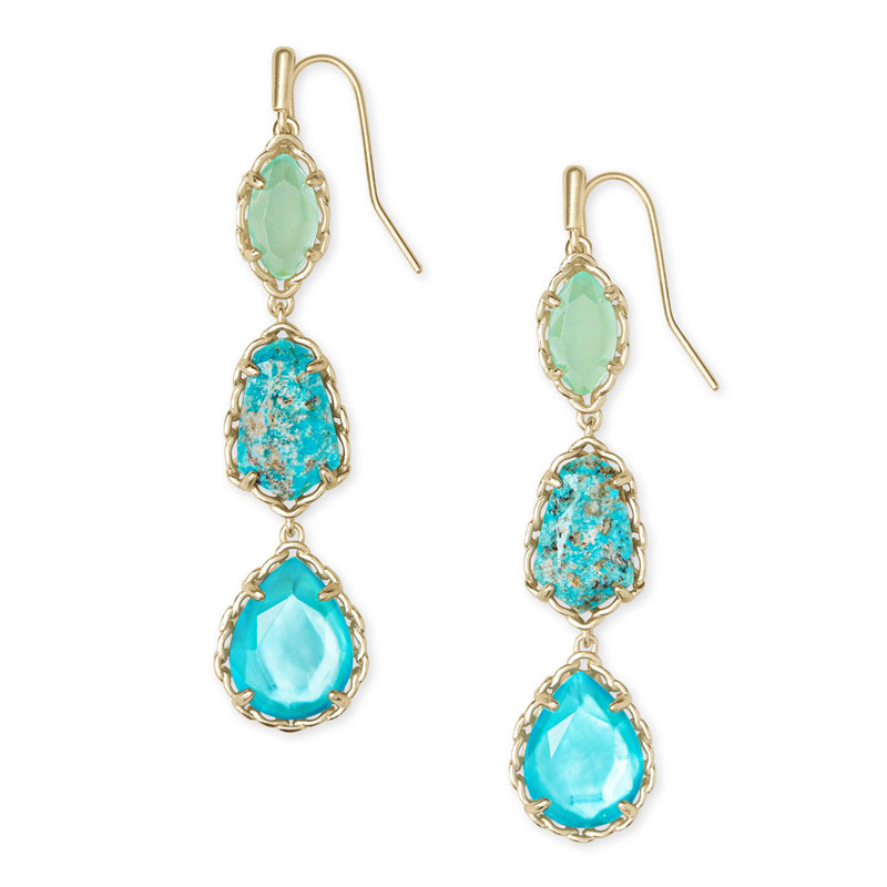 Kendra Scott Gwenyth Gold Statement Earrings in Blue Mix | 4217705522 ...