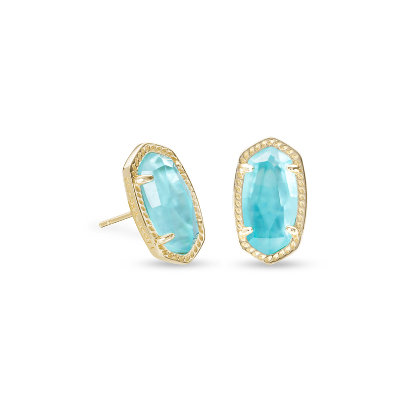 Kendra Scott Ellie Gold Stud Earrings in Aqua Illusion | Borsheims