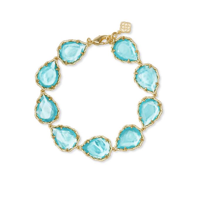 Kendra Scott Kenzie Gold Link Bracelet in Aqua Illusion