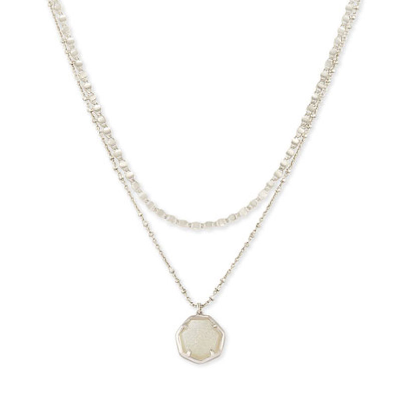 Kendra Scott Cynthia Silver Tone Multi Strand Necklace in Iridescent ...