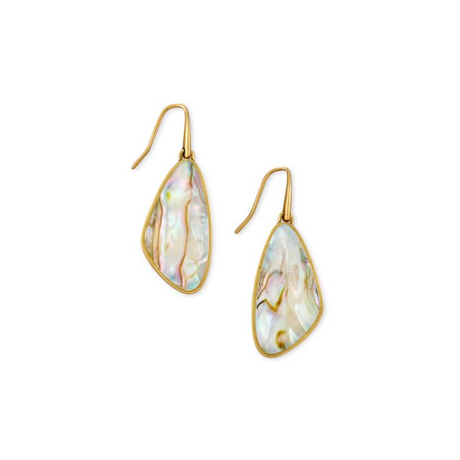 Kendra Scott Mckenna Vintage Gold Small Drop Earrings in White Abalone