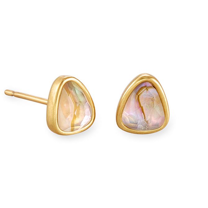 Kendra Scott Ivy Vintage Gold Stud Earrings in White Abalone