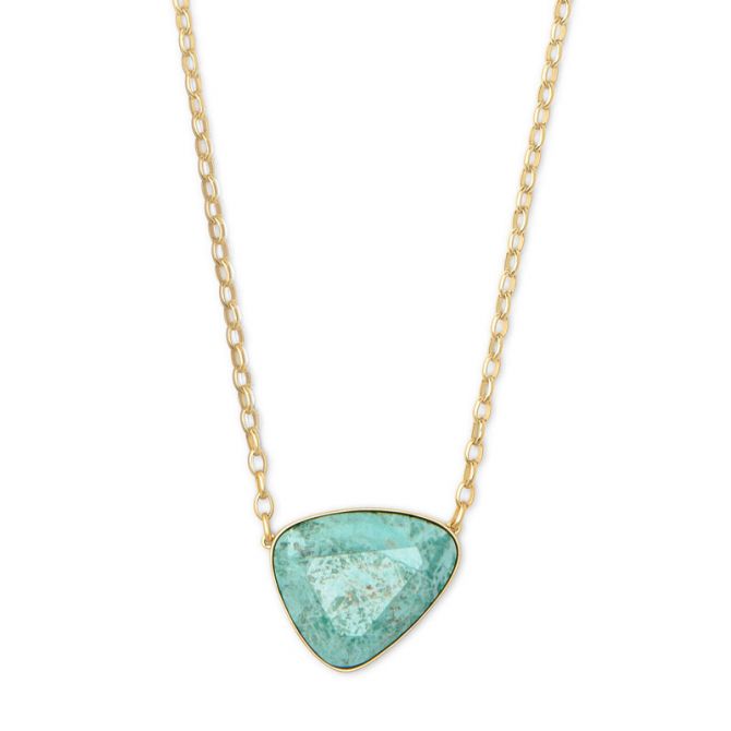 Kendra Scott Mckenna Gold Pendant Necklace, Sea Green Chrysocolla