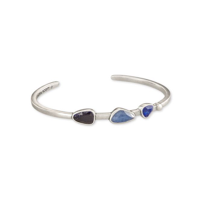 Kendra Scott Ivy Vintage Silver Tone Cuff Bracelet in Navy Mix