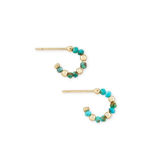 Kendra Scott Scarlet Gold Tone Huggie Earrings in Turquoise