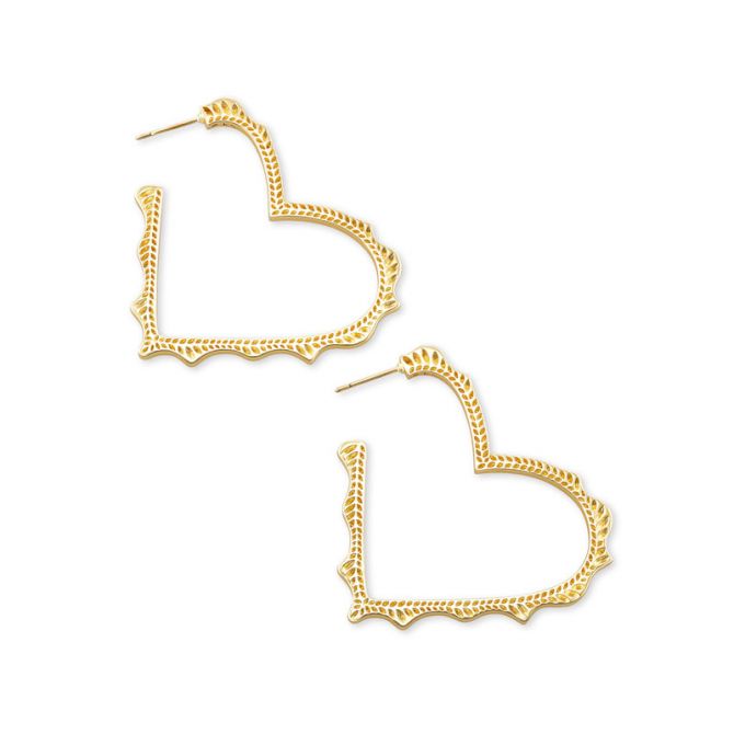 Kendra Scott Sophee Heart Hoop Earrings in Gold Tone