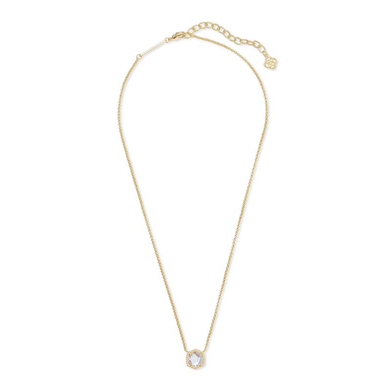 Kendra Scott Davie Gold Tone Pendant Necklace In Dichroic Glass 