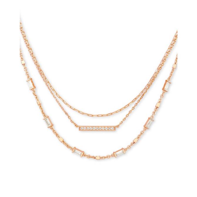 Kendra Scott Triple Strand Necklace in Rose Gold Tone