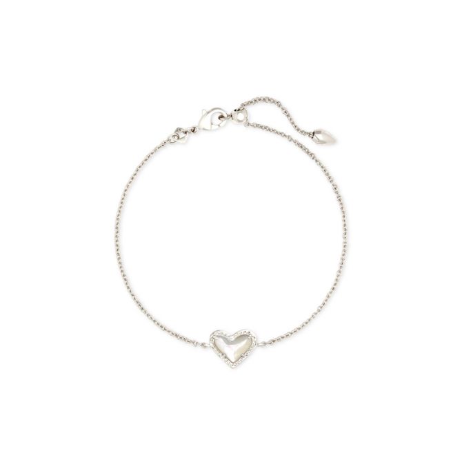 Kendra Scott Ari Heart Silver Tone Chain Bracelet in Ivory