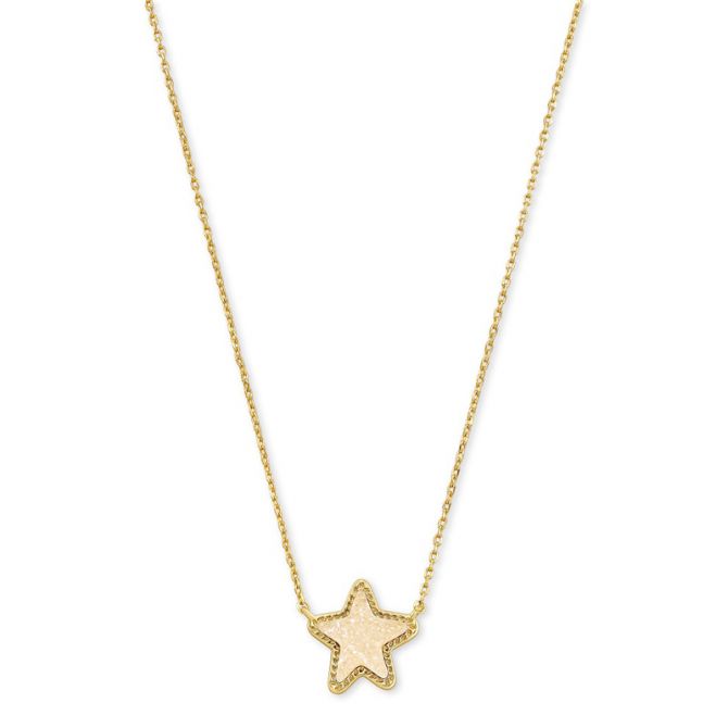 Kendra Scott Jae Star Gold Tone Pendant Necklace in Iridesent Drusy