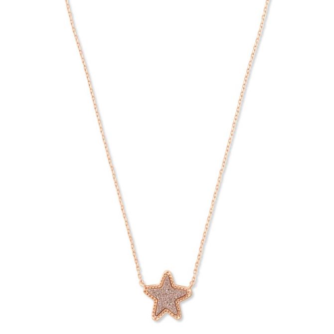 Kendra Scott Jae Star Rose Gold Tone Pendant Necklace in Rose Gold Tone Drusy