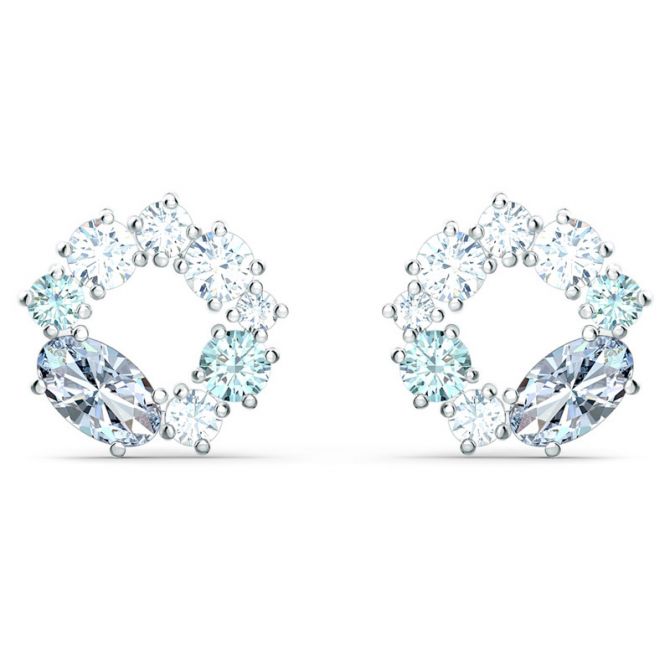 Swarovski Attract Circle Stud Pierced Earrings, Multicolored and Silver Tone