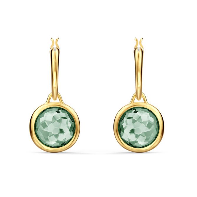 Swarovski Tahlia Mini Hoop Pierced Earrings, Green and Gold Tone