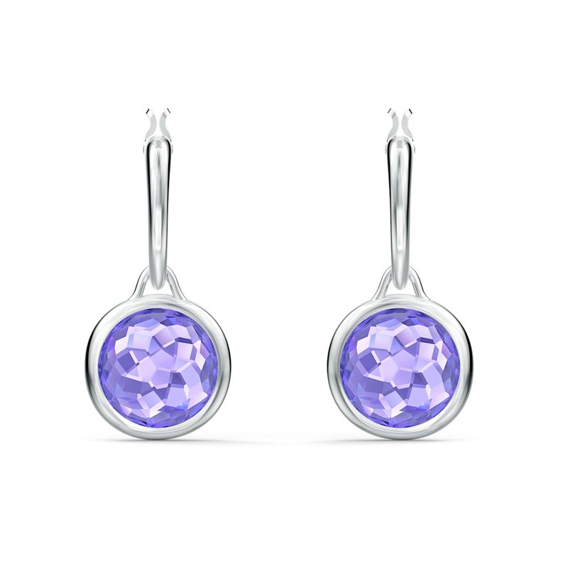 Swarovski Tahlia Mini Hoop Pierced Earrings, Purple and Silver Plated ...