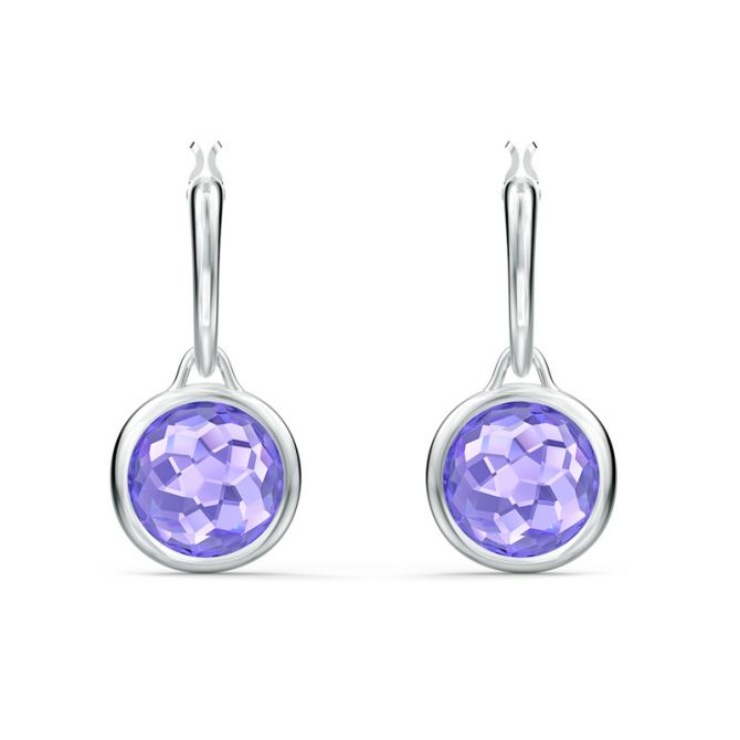 Swarovski Tahlia Mini Hoop Pierced Earrings, Purple and Silver Plated