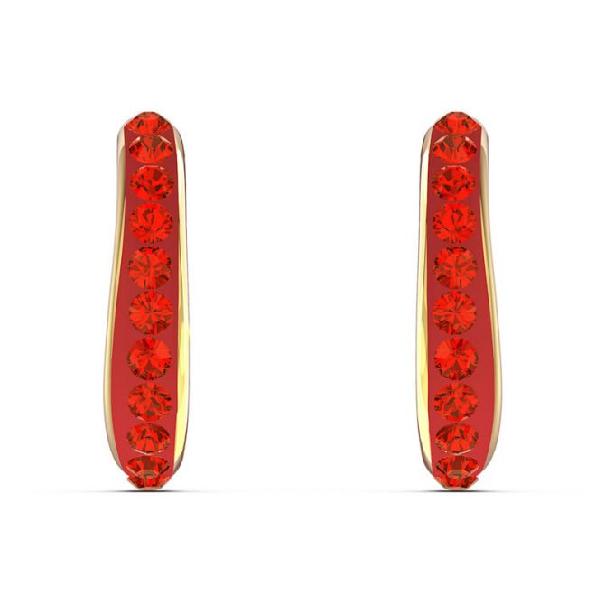 Swarovski The Elements Hoop Pierced Earrings, Red and Gold Tone