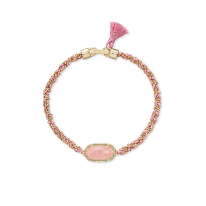 Kendra Scott Elaina Gold Tone Frienship Bracelet in Rose Quartz