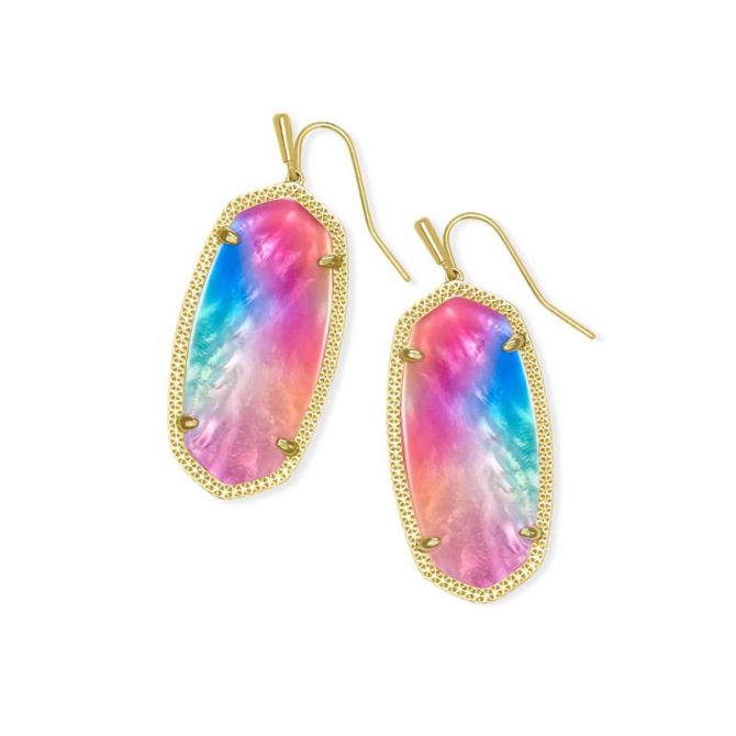 Kendra Scott Elle Gold Drop Earrings in Watercolor Illusion