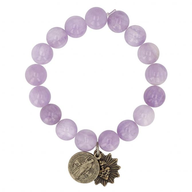 Miracle Icons by Mary Jo Pane Cape Amethyst 12mm Beaded Bracelet