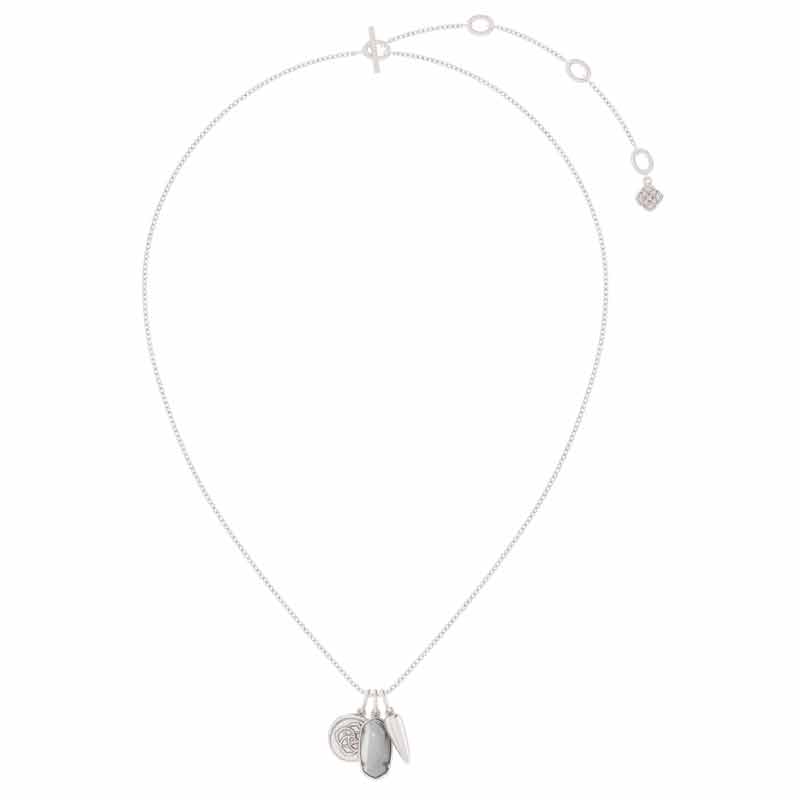 Kendra Scott Dira Coin Silver Tone Charm Necklace in Slate Cats Eye ...