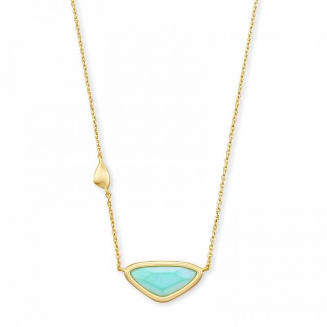 Kendra Scott Margot Gold Tone Necklace in Iridescent Mint