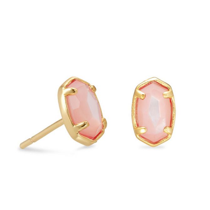 Kendra Scott Emilie Gold Tone Stud Earrings in Rose Mother of Pearl