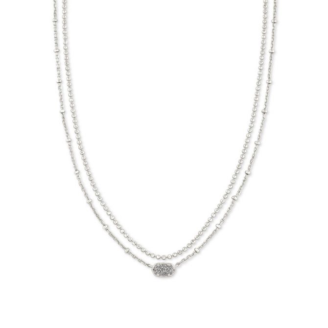 Kendra Scott Emilie Silver Multi Strand Necklace in Platinum Drusy