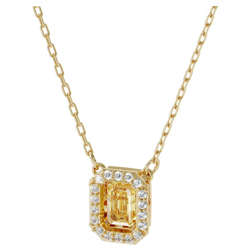 Swarovski Millenia Square Zirconia Necklace, Yellow Gold Tone