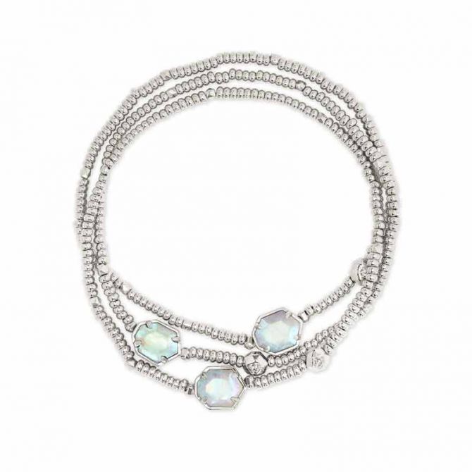 Kendra Scott Tomon Silver Tone Stretch Bracelet in Iridescent Abalone