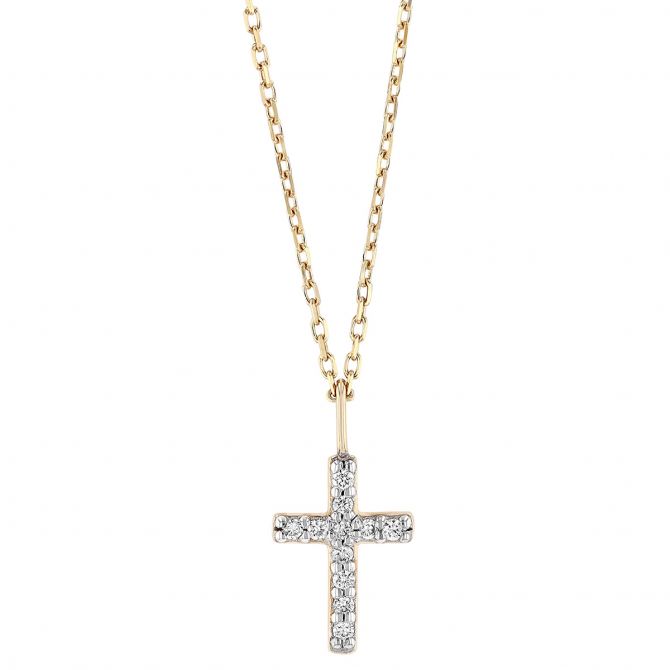 Kendra Scott Cross 14K Yellow Gold Pendant Necklace in White Diamonds