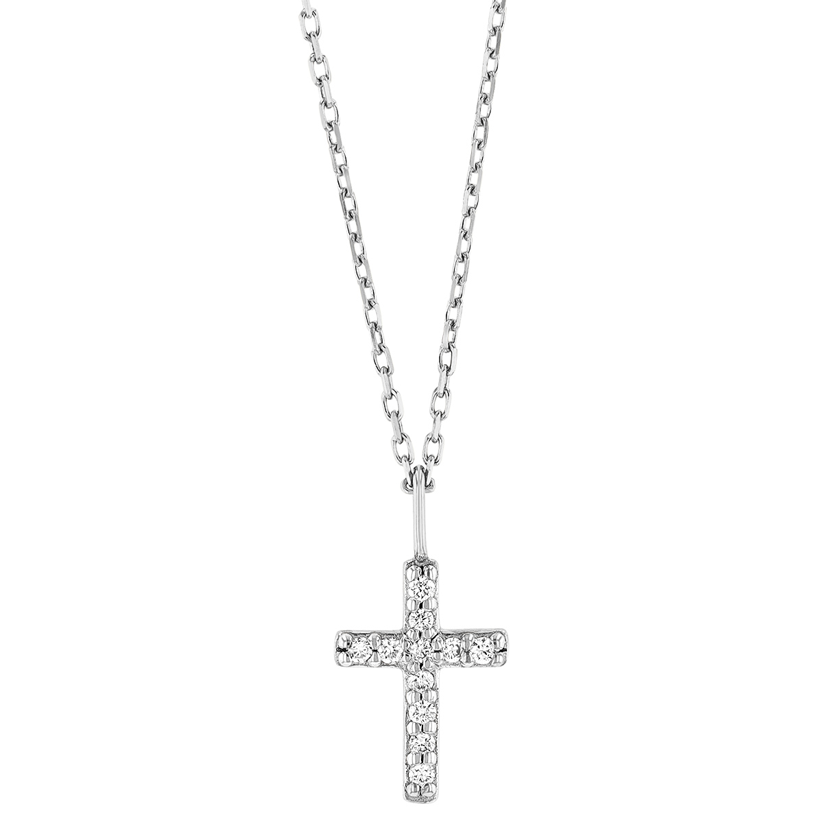 Kendra Scott Cross 14K White Gold Pendant Necklace In White Diamonds   6GJ001450A 