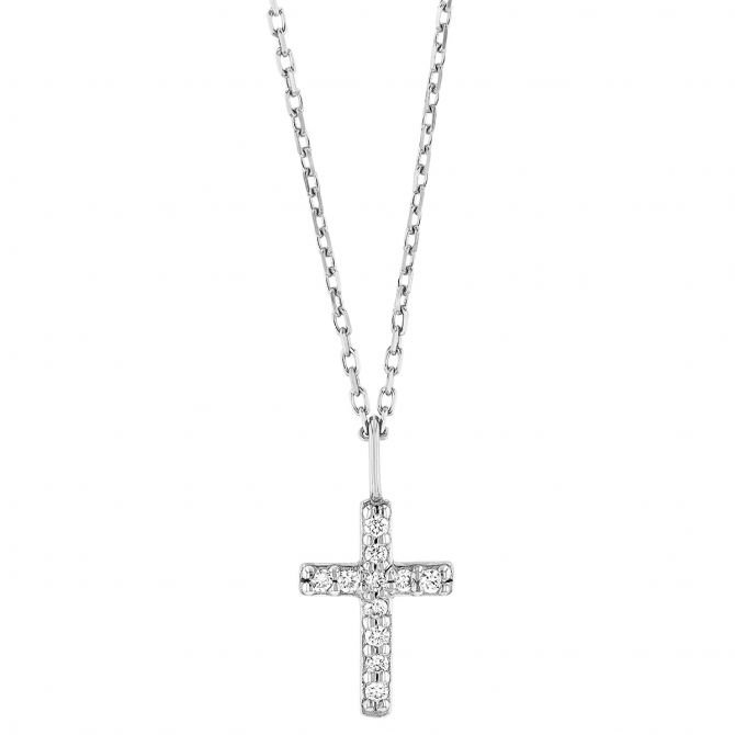 Kendra Scott Cross 14K White Gold Pendant Necklace in White Diamonds