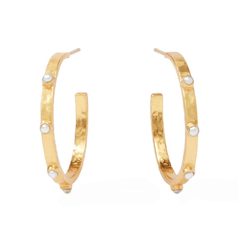 Julie Vos Crescent Stone Pearl Hoop Earrings, Medium | HP036GPL-M ...