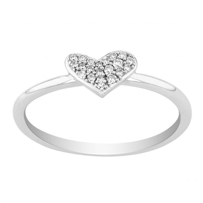 Kendra Scott Heart 14k White Gold Tone Ring in White Diamond