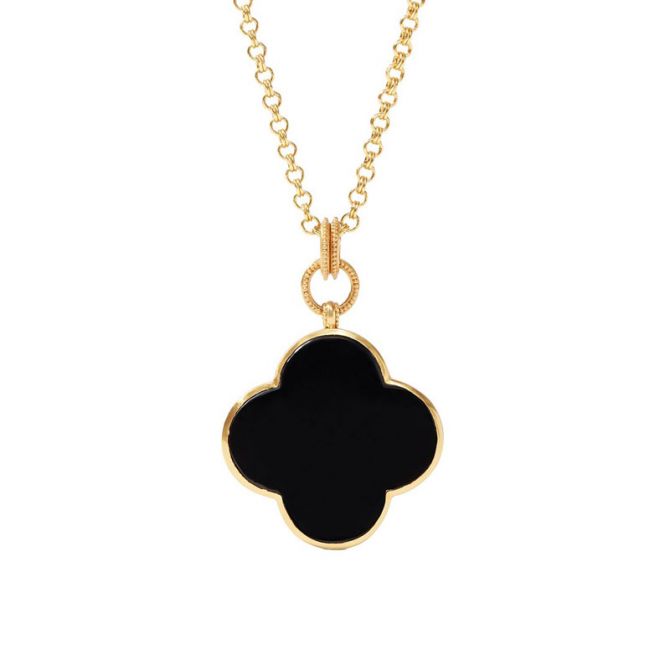 Julie Vos Chloe Statement Pendant in Obsidian Black