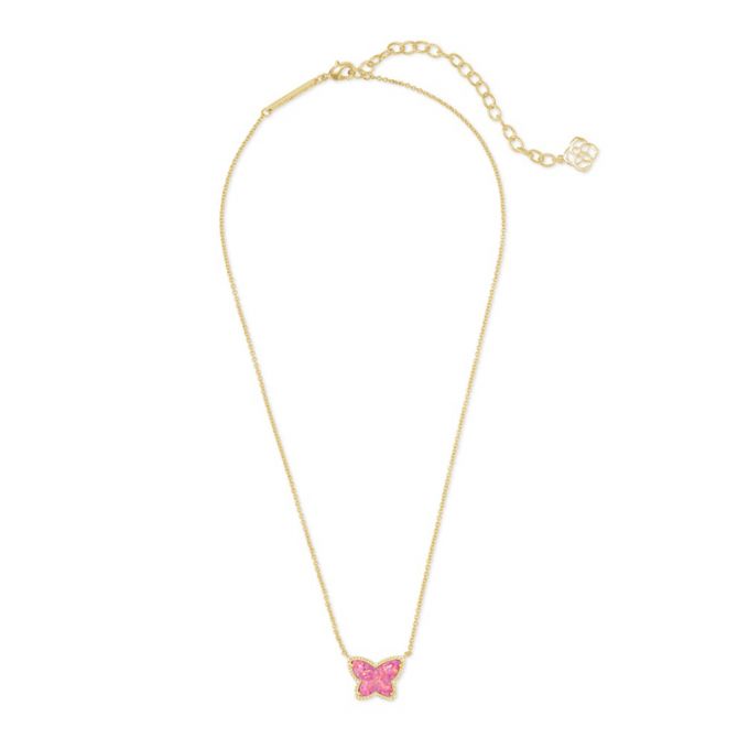 Lillia Gold Small Short Pendant Necklace in Iridescent Drusy | Kendra Scott