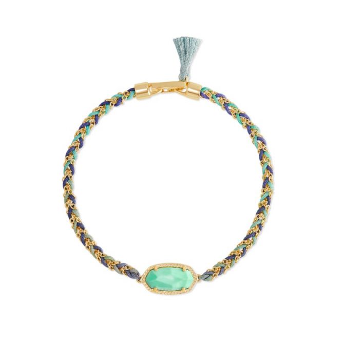 Kendra Scott Elaina Gold Tone Braided Friendship Bracelet in Mint Magnesite