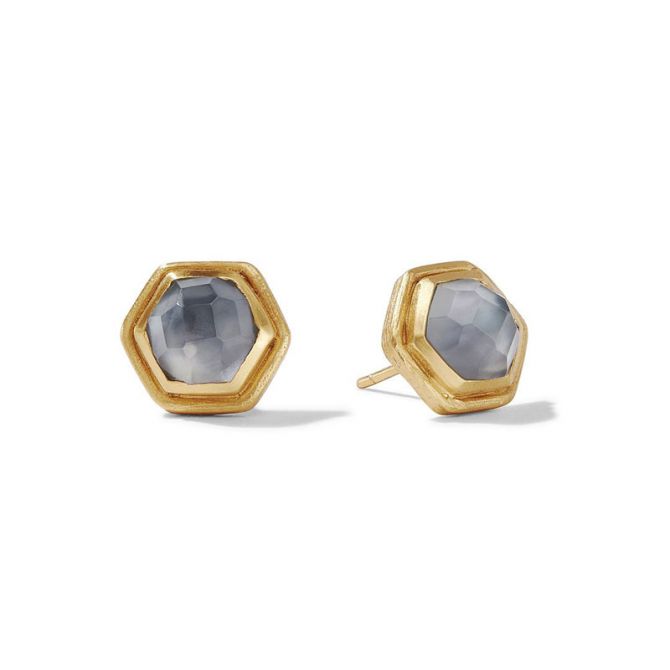 Julie Vos Palladio Stud Earrings in Iridescent Charcoal Blue