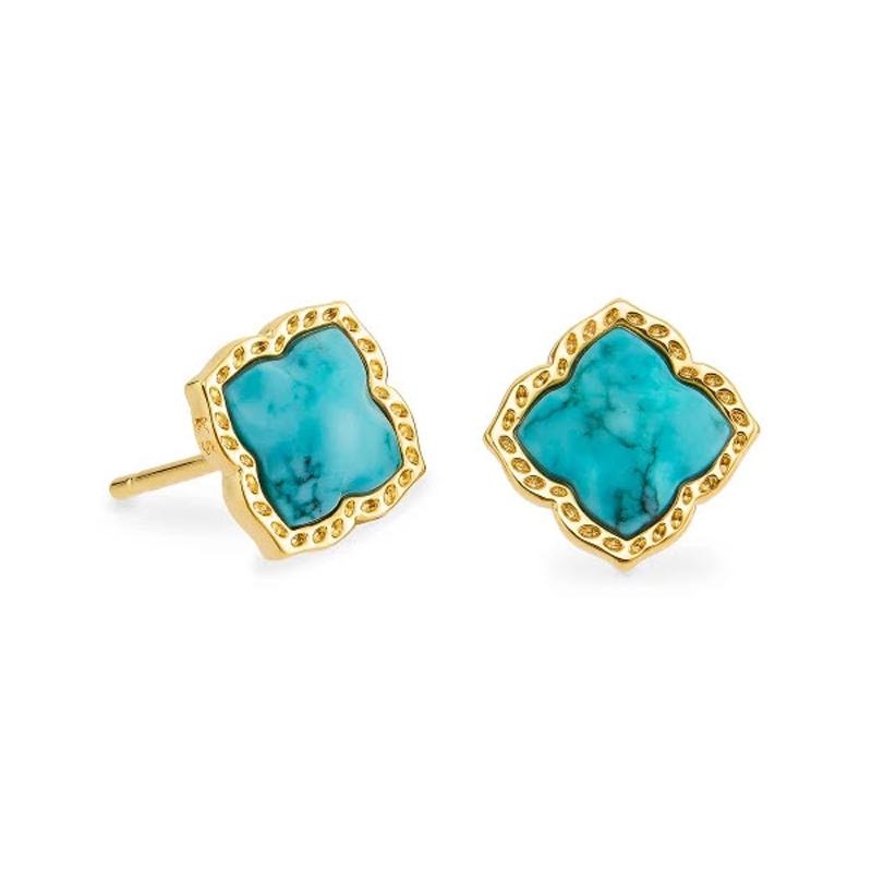 Kendra Scott Mallory Gold Tone Stud Earrings in Variegated Turquoise ...