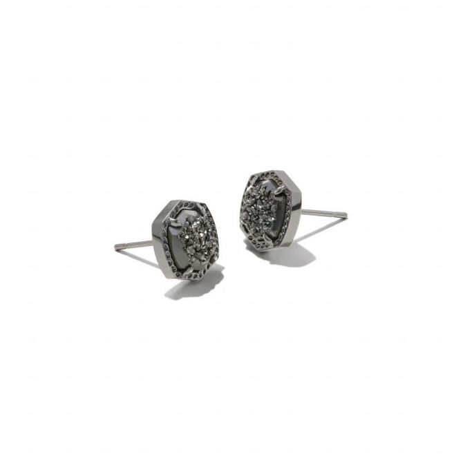 Kendra Scott Davie Gunmetal Stud Earrings in Black Drusy