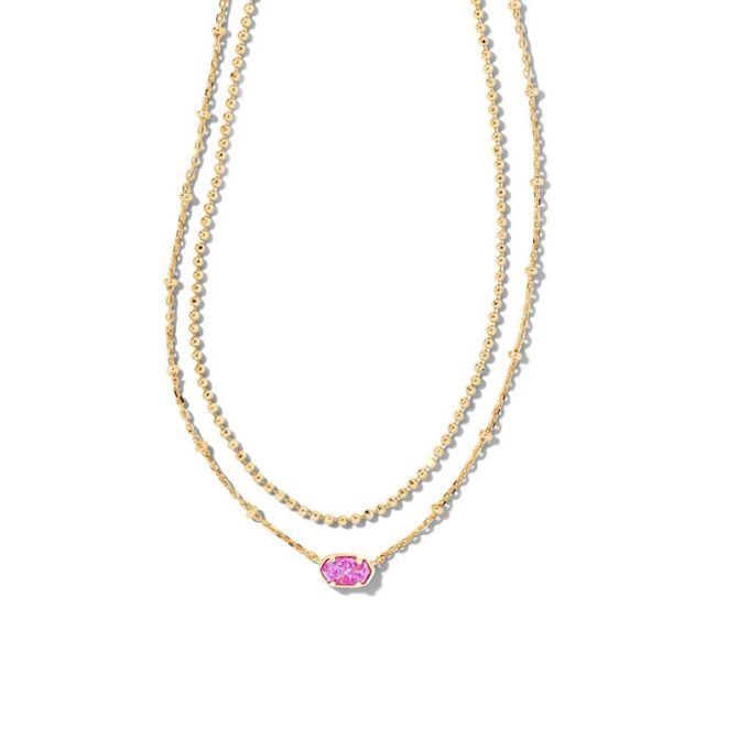 Kendra Scott Emilie Gold Tone Multi Strand Necklace in Plum Kyocera Opal