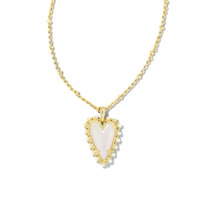 Kendra Scott Beaded Ansley Heart Gold Tone Pendant Necklace in ...