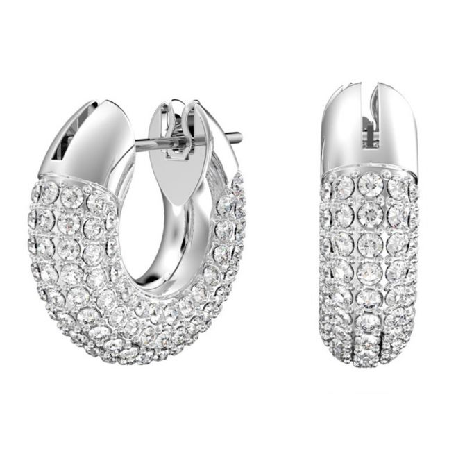 Swarovski Dextera Pave White Hoop Earrings