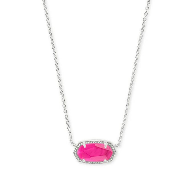 Kendra Scott Elisa Silver Tone Pendant Necklace in Azalea Illusion