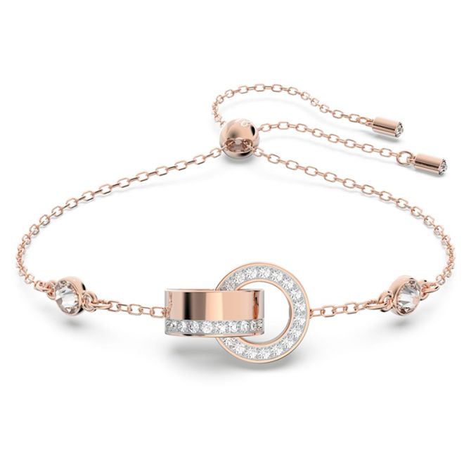 Swarovski Hollow Bracelet, White and Rose Gold Tone Plated