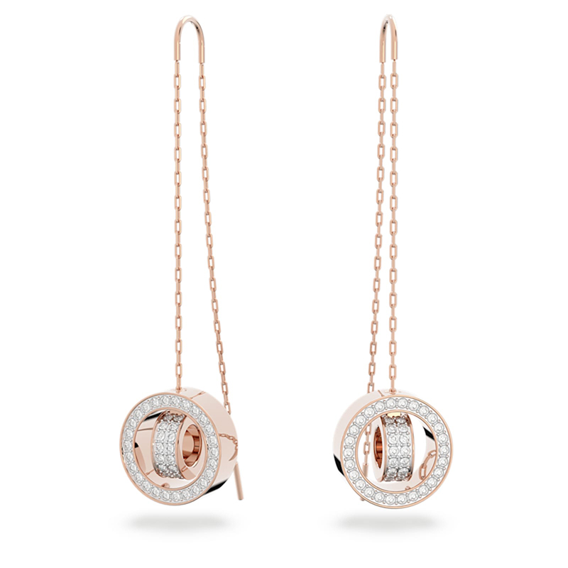 Swarovski Rose-gold Tone Plated Sparkling Dance Pierced Earrings, Women's, White