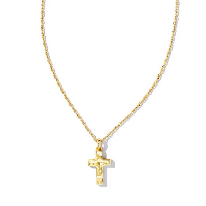 Kendra Scott Cross Pendant Necklace in Yellow Gold Tone