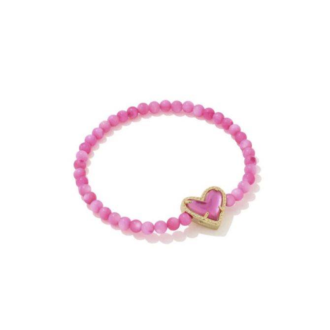 Kendra Scott Beaded Ari Gold Tone Stretch Bracelet in Pink Mix