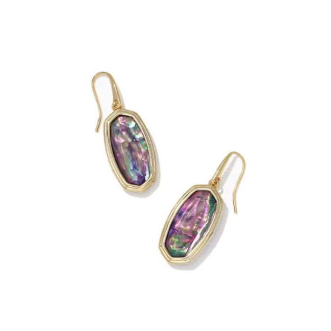 Kendra Scott Framed Dani Gold Tone Drop Earrings in Lilac Abalone